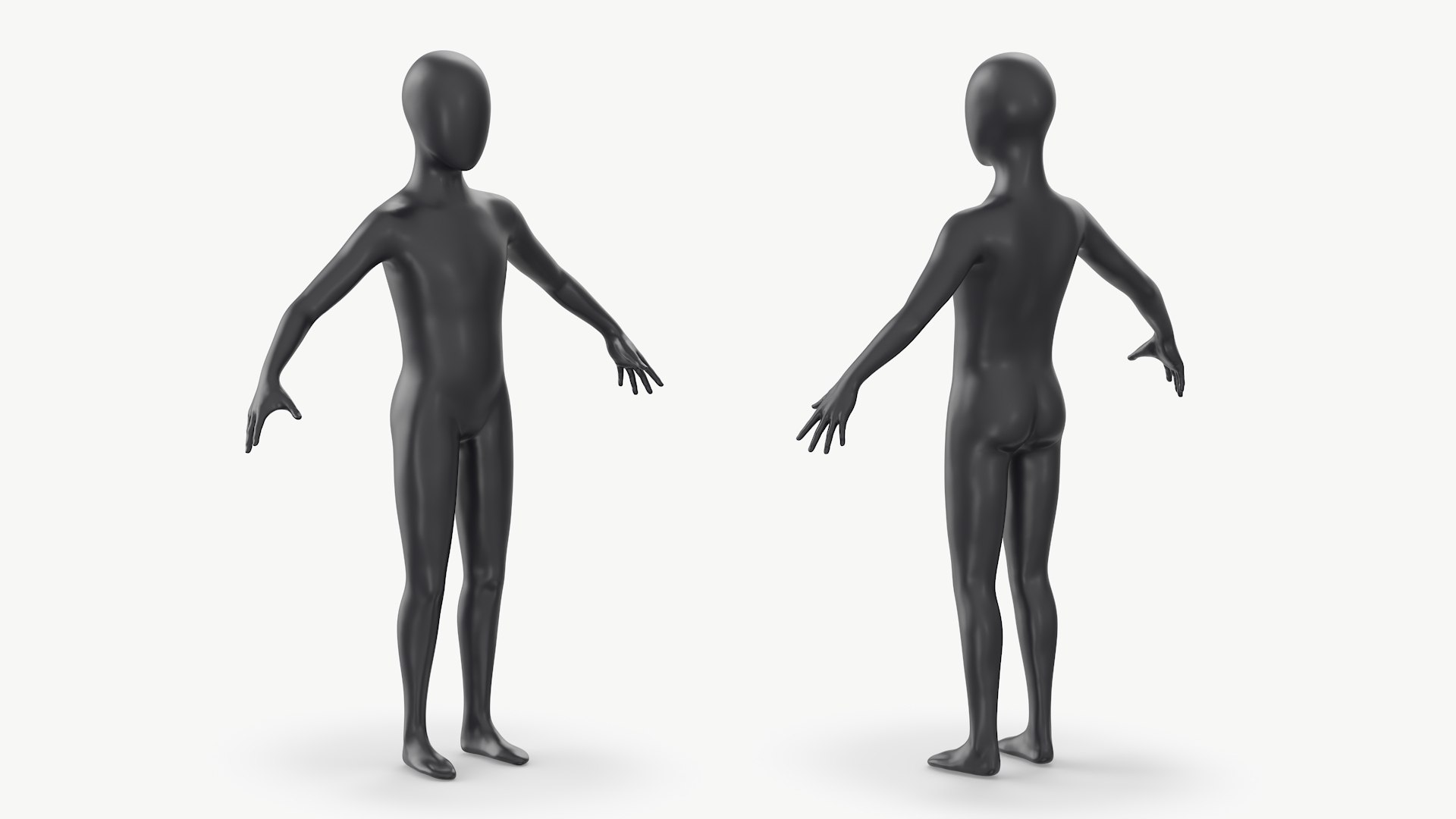 Mannequin Child Black Rigged for Cinema 4D 3D model preview