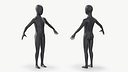 Mannequin Child Black Rigged for Cinema 4D