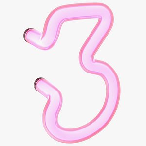 Glowing Neon Tube Light Digit 3 model