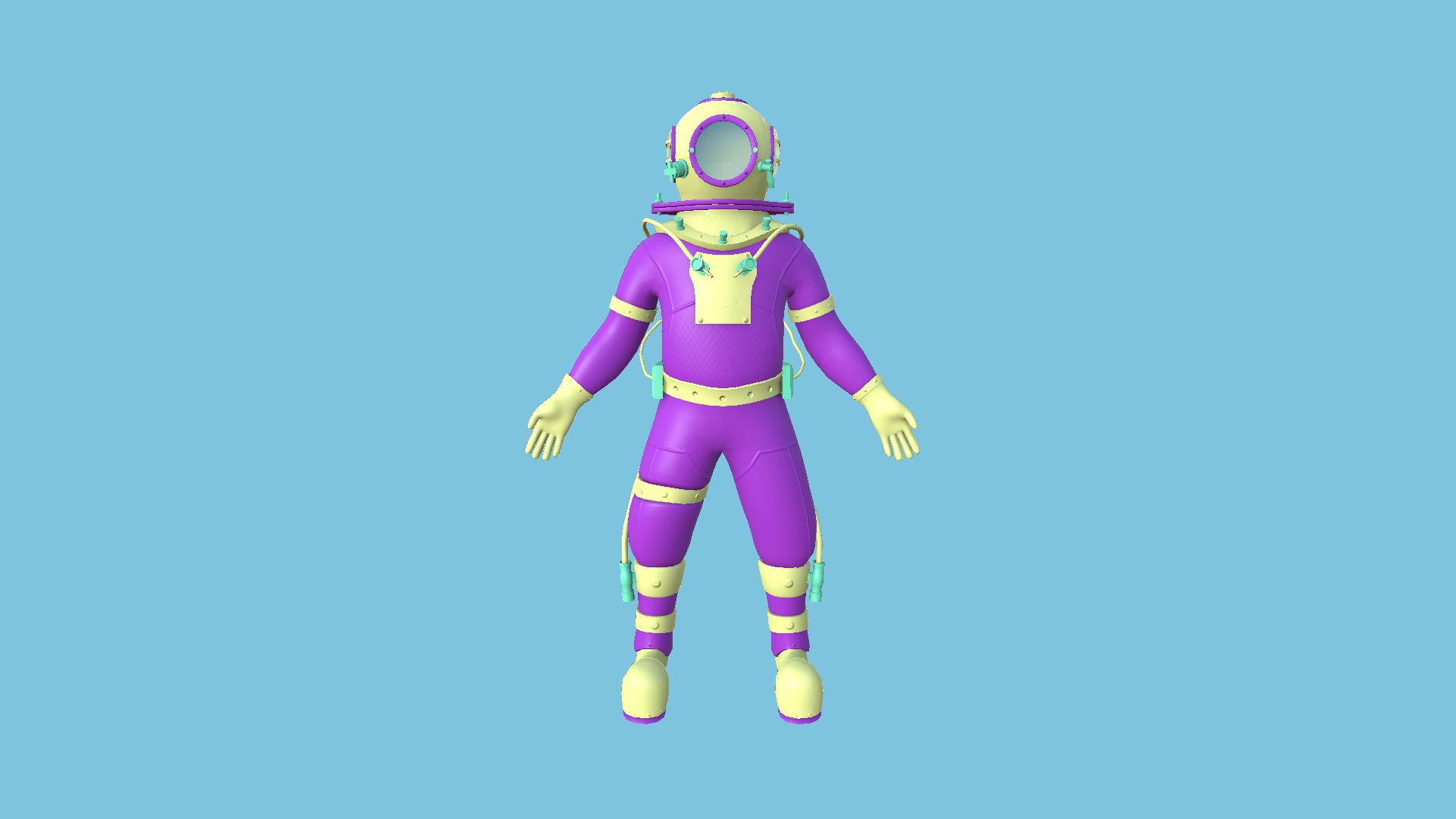 3D model 04 Diving Suits Collection Cartoon Character Design