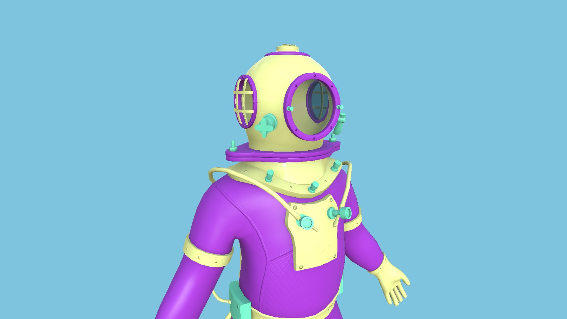 3D model 04 Diving Suits Collection Cartoon Character Design