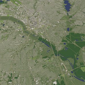 Dallas USA in 20 km x 20 km - city and urban 3D