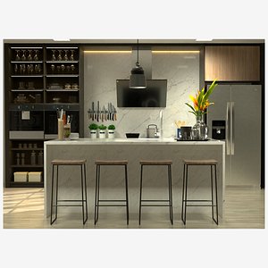 3D Bespoke Kitchen Complete - Cinema 4D Octane plus Formats model