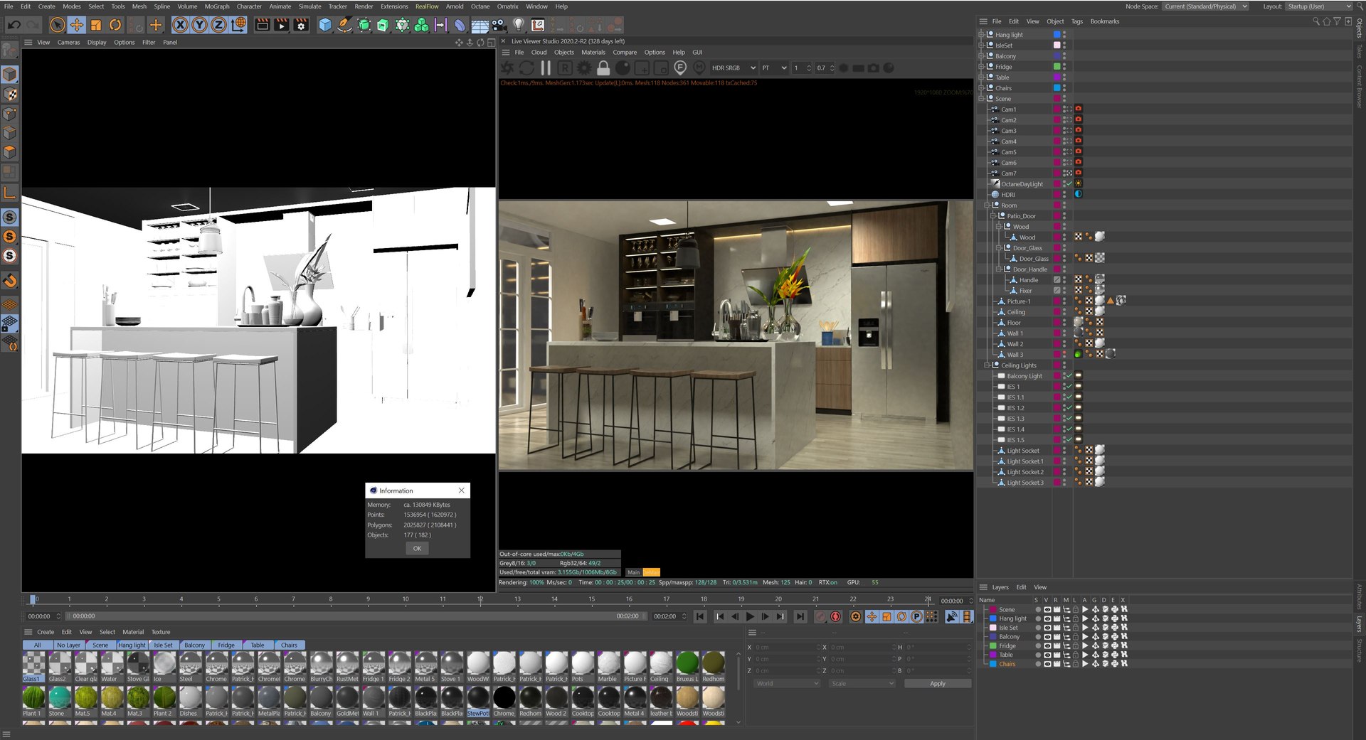 3D Bespoke Kitchen Complete - Cinema 4D Octane Plus Formats Model ...