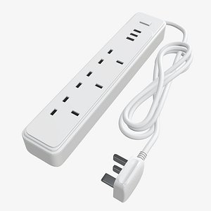 Power strip UK with USB ports white