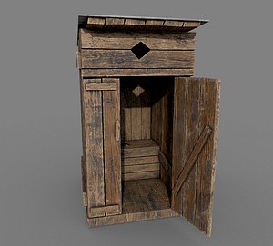 3D Outdoor Wooden Toilet 5 model