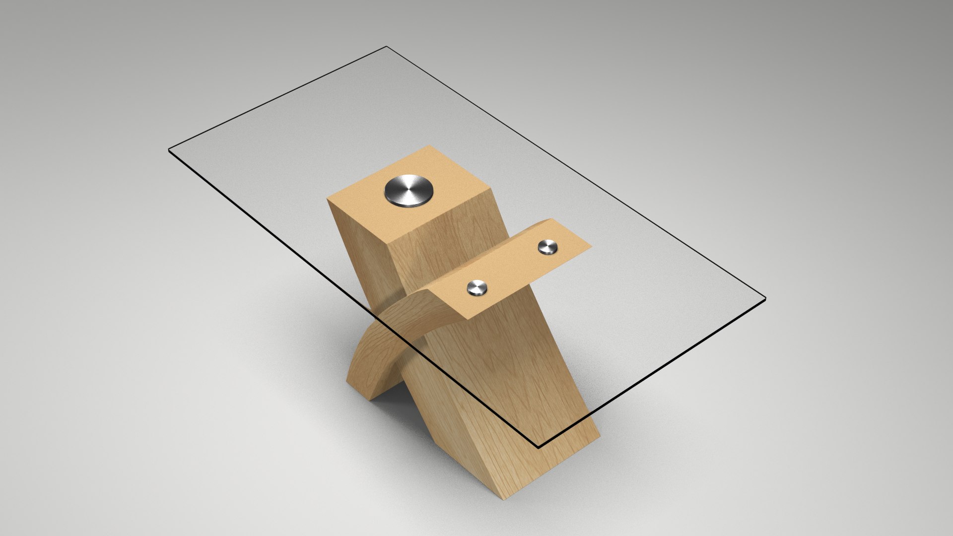 3d rectangle glass wood model