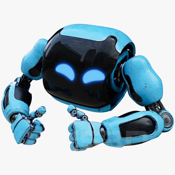 Cute Space Robot Rigged H-72 Blue model