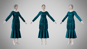 Dress 25 Teal Velvet 3D model