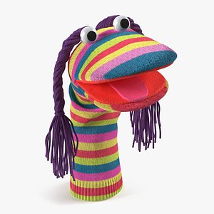 Character Hand Puppet Striped Girl Surprised Pose model