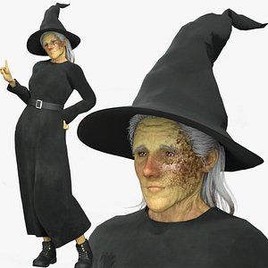 Realistic Rigged Terrible Witch Character 3D Model