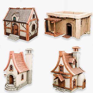 Stylized Fantasy House Pack Low Poly 3D Medieval Desert Houses Low-poly 3D model 3D