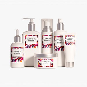 Set of Diverse Cosmetic Containers In Studio 3D model