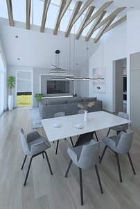 3D model Beautiful living room with high ceilings