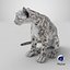 3D Snow Leopard in Sitting Pose