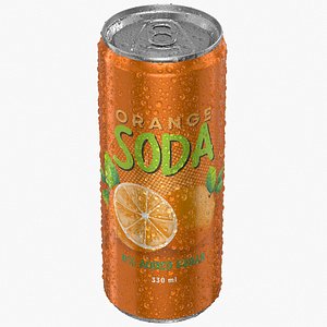 Sleek Soda Can With Droplets 330ml 3D model