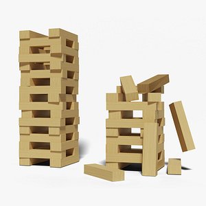 Jenga Tower Game Ready UV Mapped with Textures