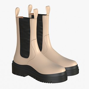 Leather Boots Cream New Design