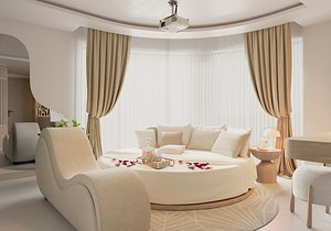 Luxury Love Romantic Hotel Suite with Round Bed vray ready