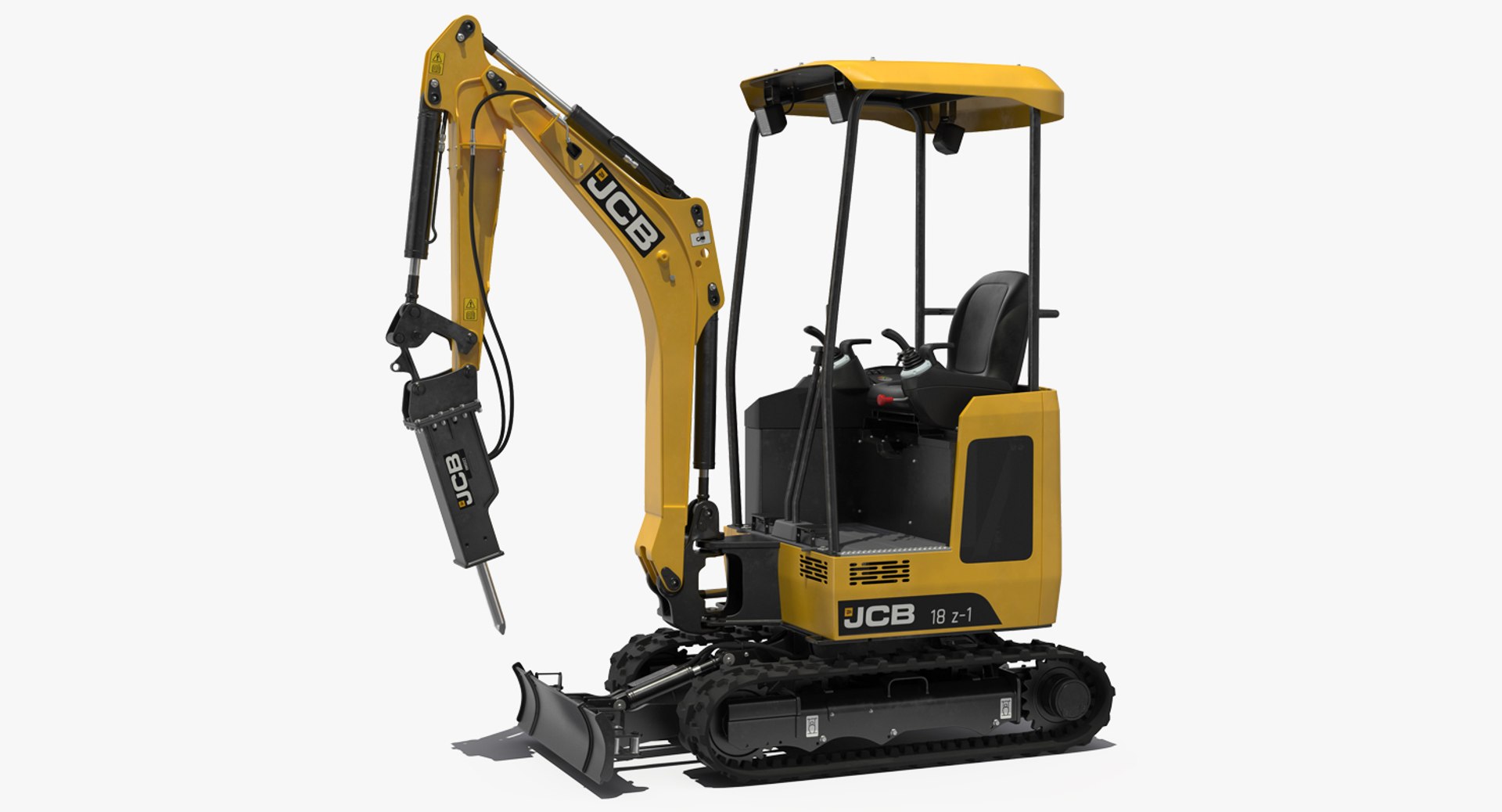 Mini Excavator JCB 18Z1 with Breaker Hammer 3D Model 3D model preview