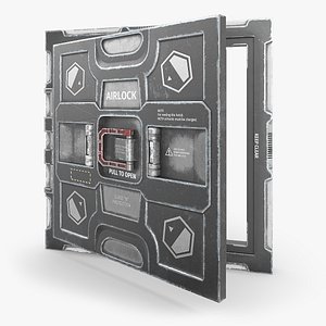 Sci-Fi Emergency Airlock Door Grey 3D model