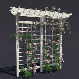 3D pergola arbor flowers model