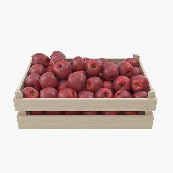 apple red wooden crate model