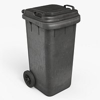 Wheeled Garbage Bin Grey Dirty