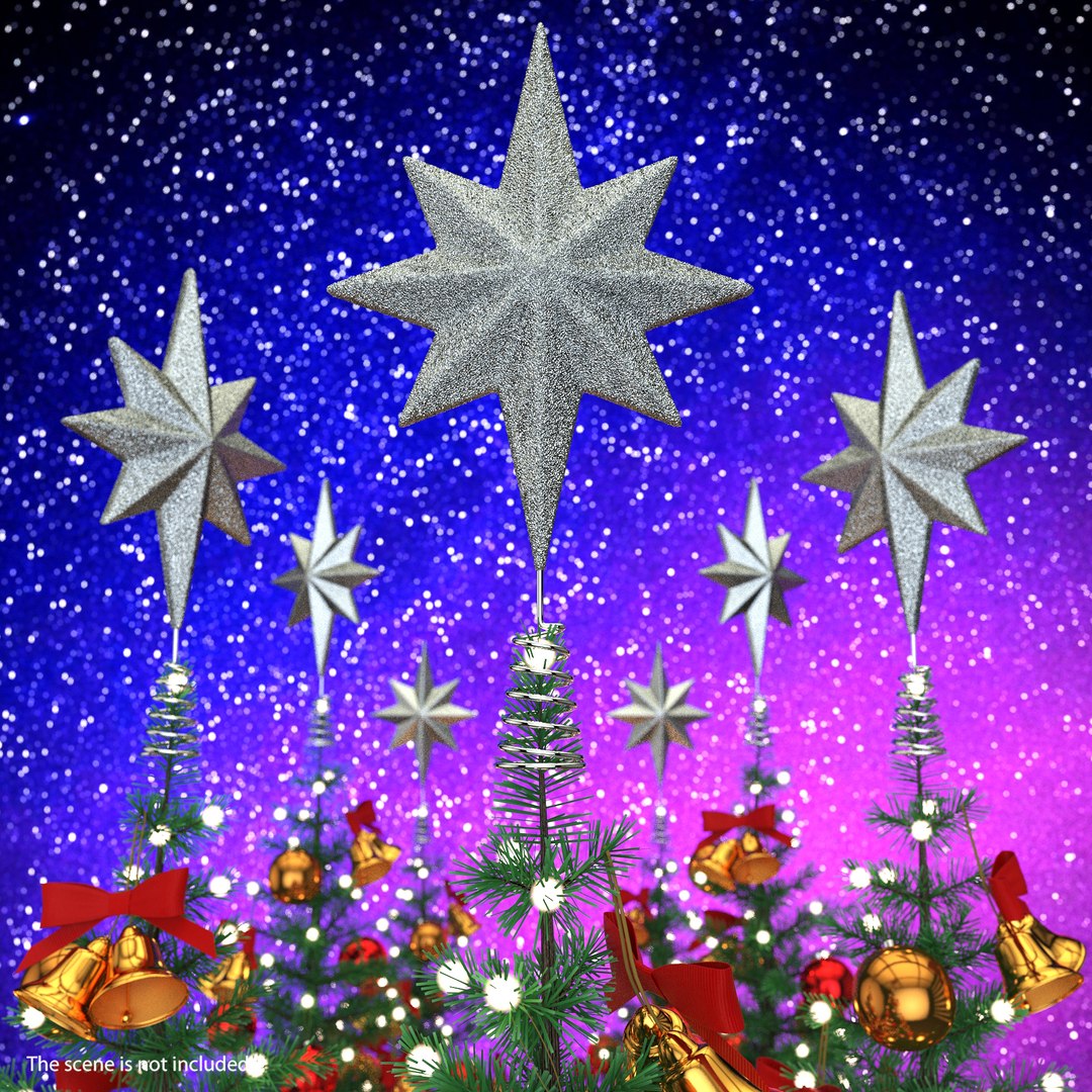 Holiday Silver Star Christmas Tree Topper 3D model preview