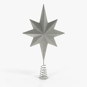 Holiday Silver Star Christmas Tree Topper