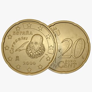 Spain Euro Coin 20 Cent 3D Model