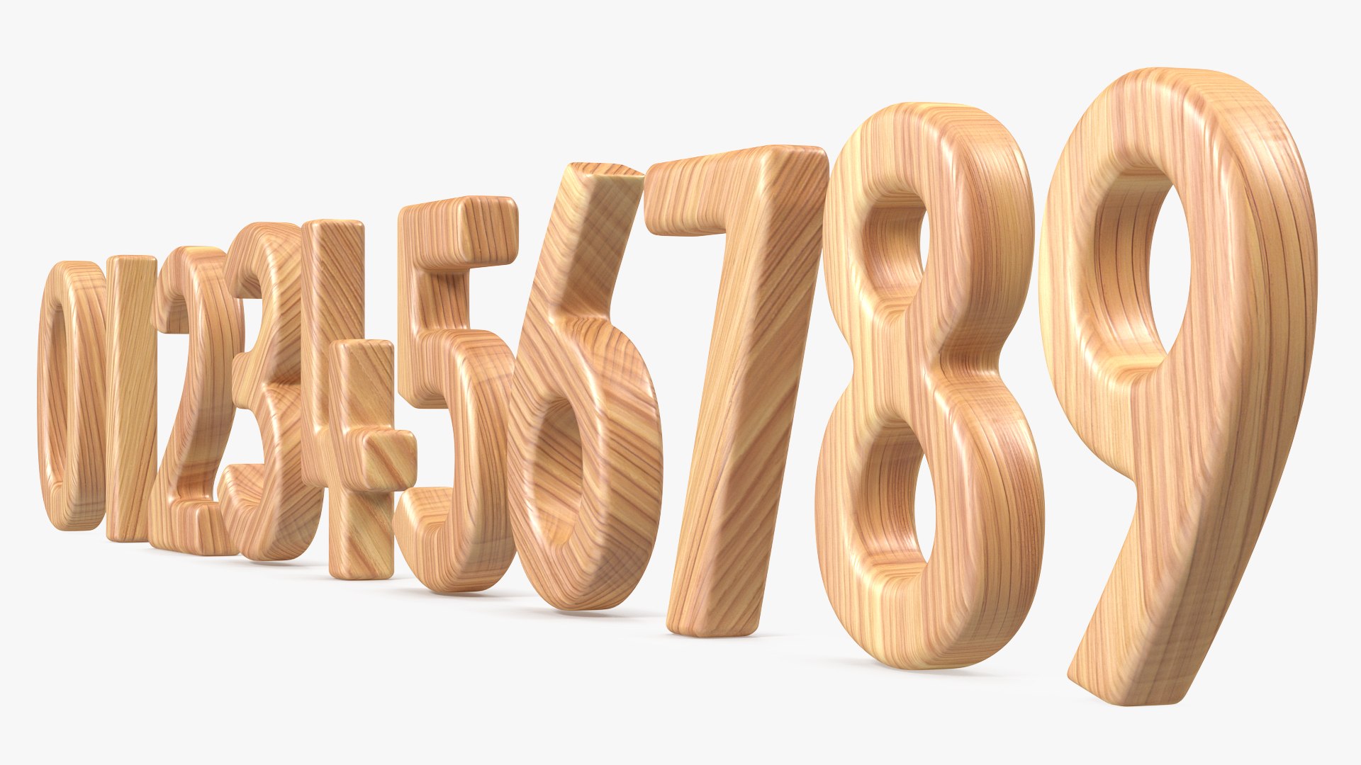 Wooden Numbers Set 3D model preview