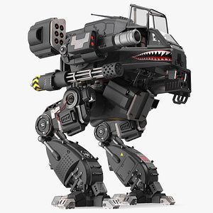 Big Walking Combat Robot Empty Black