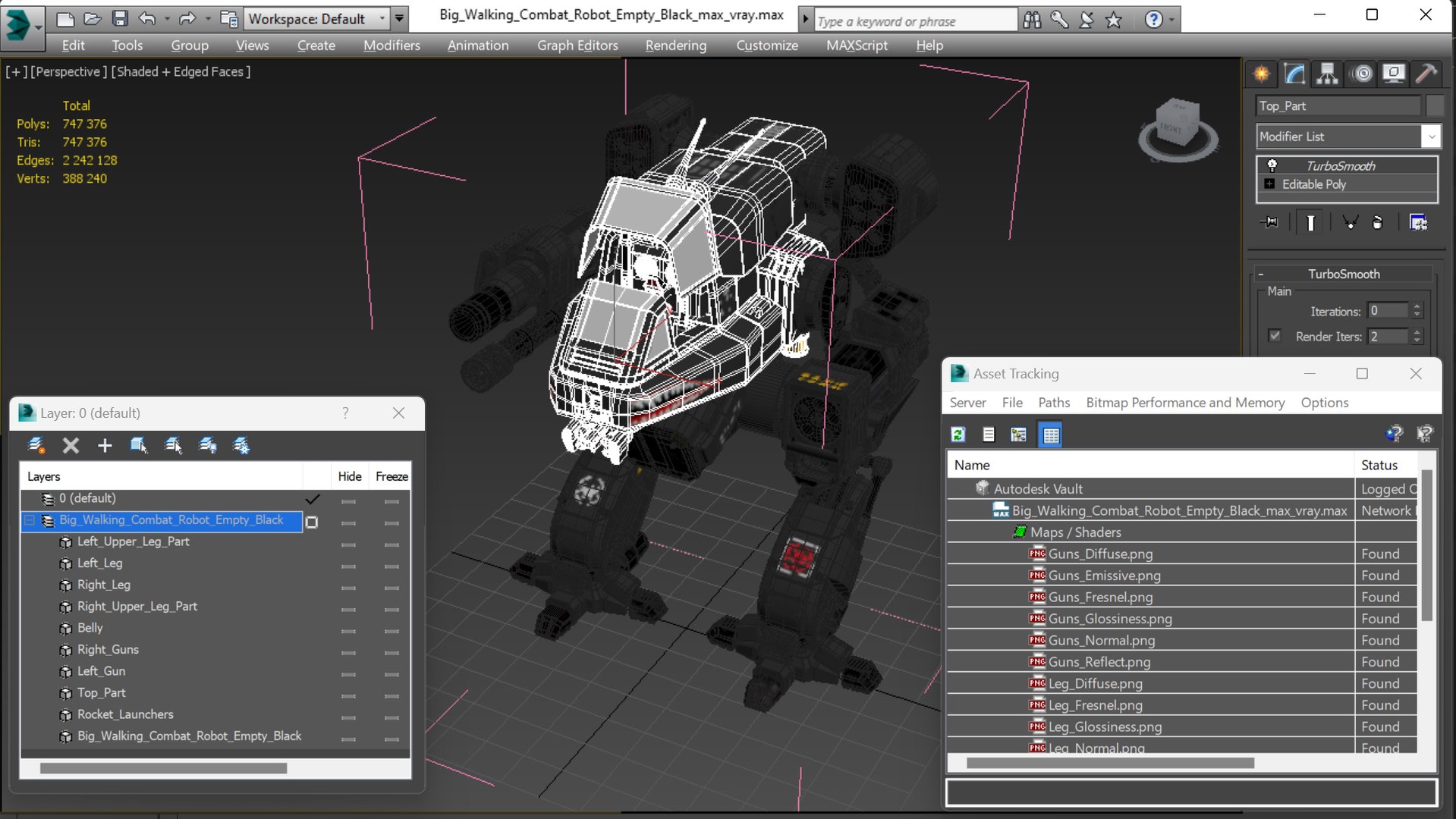 3D Big Walking Combat Robot Empty Black Model - TurboSquid 2121871