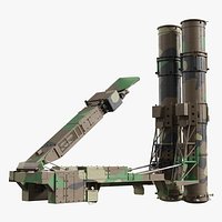 Air Defense Launcher Unit with Radar Mast Rigged for Maya