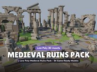 Low Poly Medieval Ruins Pack - 54 Game Ready Models