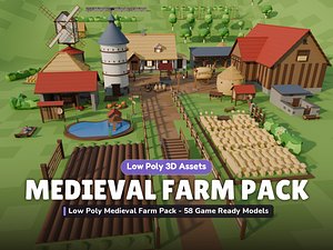 Low Poly Medieval Farm Pack - 58 Game Ready Models