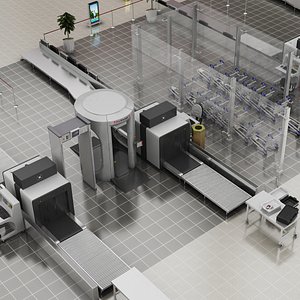 realistic airport security doors model