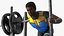 3D African American Athlete with Prowler Sled model