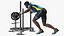 3D African American Athlete with Prowler Sled model