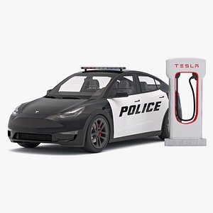 Tesla Y Police and Supercharger V3 3D model
