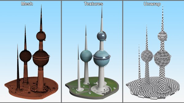 modelo 3d Torres de Kuwait - TurboSquid 2325136
