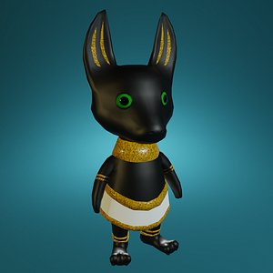 Cute Anubis Lowpoly Game Character Figure