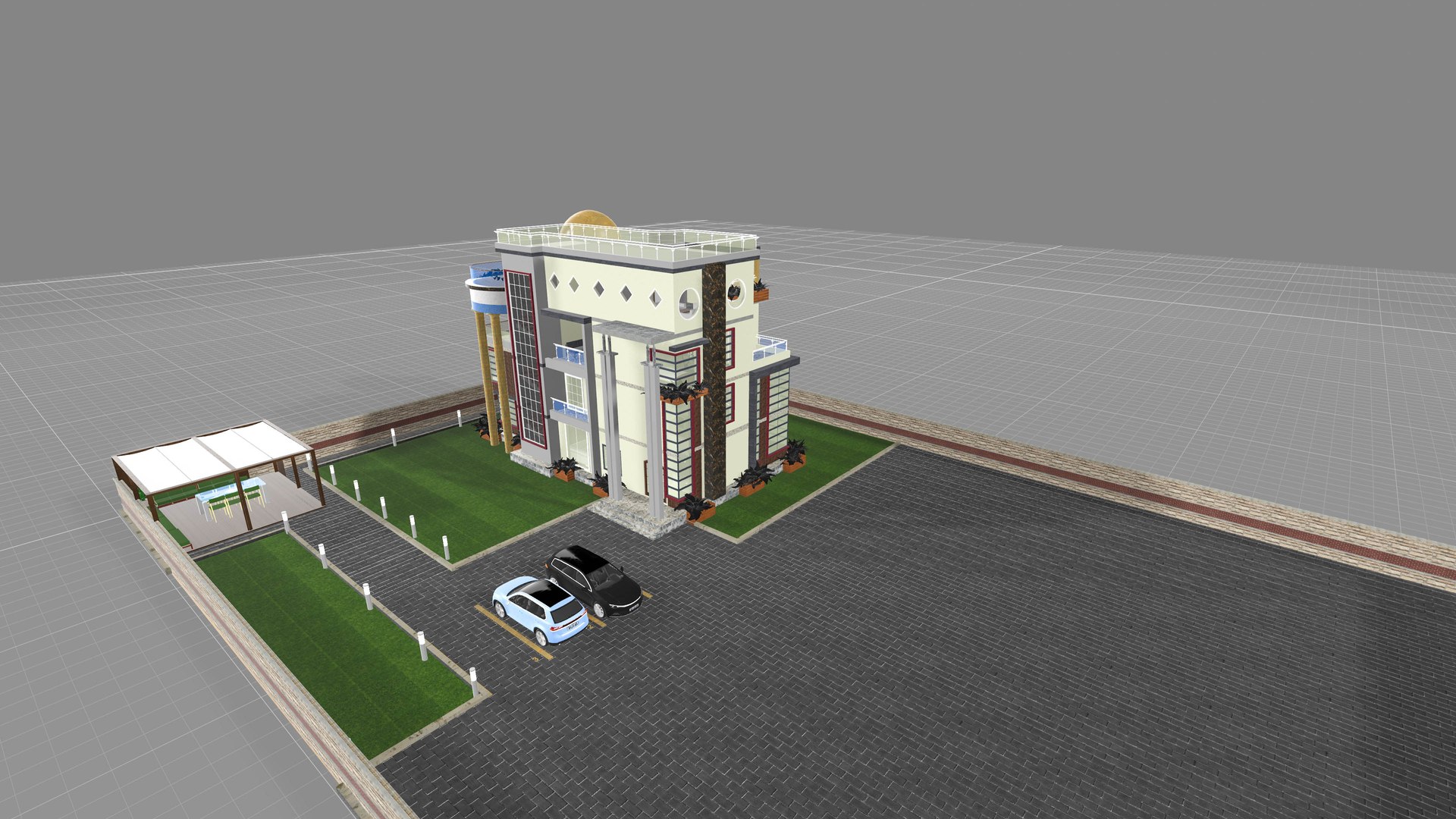Modern Villa Exterior with Rooftop Terraces And Landscaping 3D model https://p.turbosquid.com/ts-thumb/ti/QYXh0l/RO/1/jpg/1780065503/1920x1080/fit_q87/f2c37652b9f35a3eb1dbd4621678b144b55e27cf/1.jpg