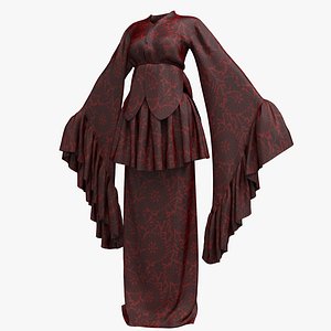 3D female kimono robe 002