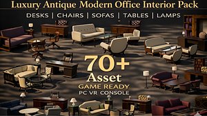 3D Luxury Antique Modern Office Interior Pack Game Ready Rooms not Included