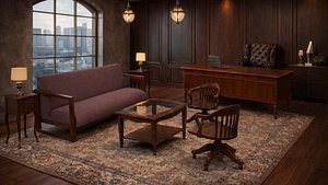 3D Luxury Antique Modern Office Interior Pack Game Ready Rooms not Included