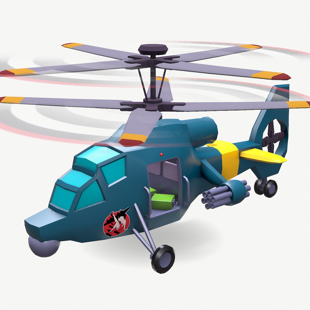 Cartoon Strike Helicopter 3D Model - TurboSquid 2104432