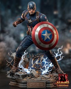 Captain America Battle of New York - 3D Diorama Statue 3D model