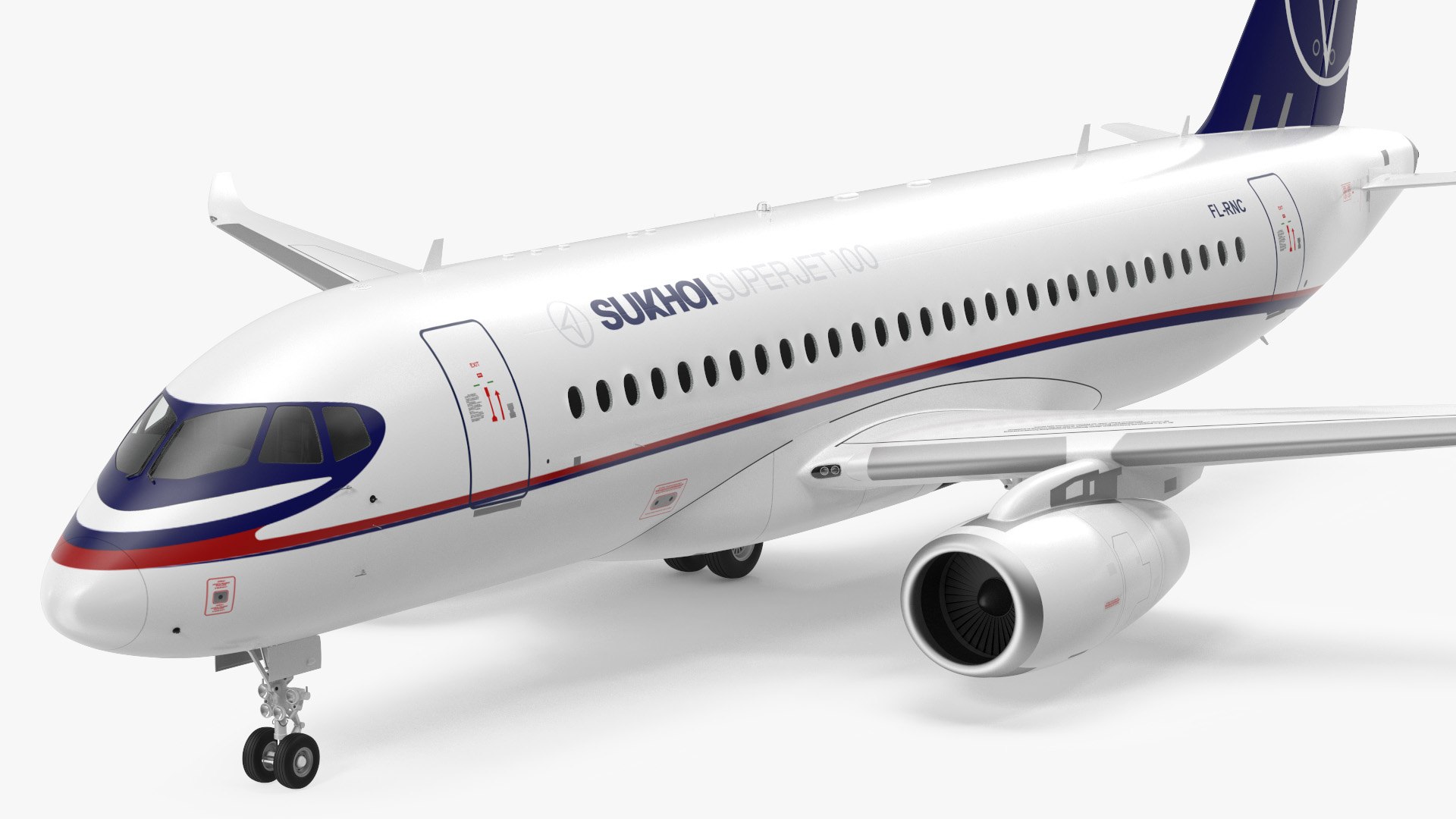 Sukhoi Superjet 100 with Saberlets 3D model preview